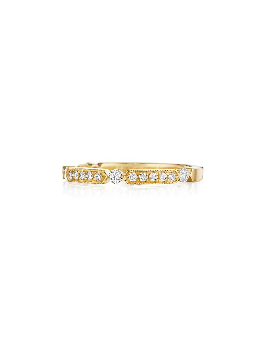 Henri Daussi 18k Yellow Gold Diamond Band