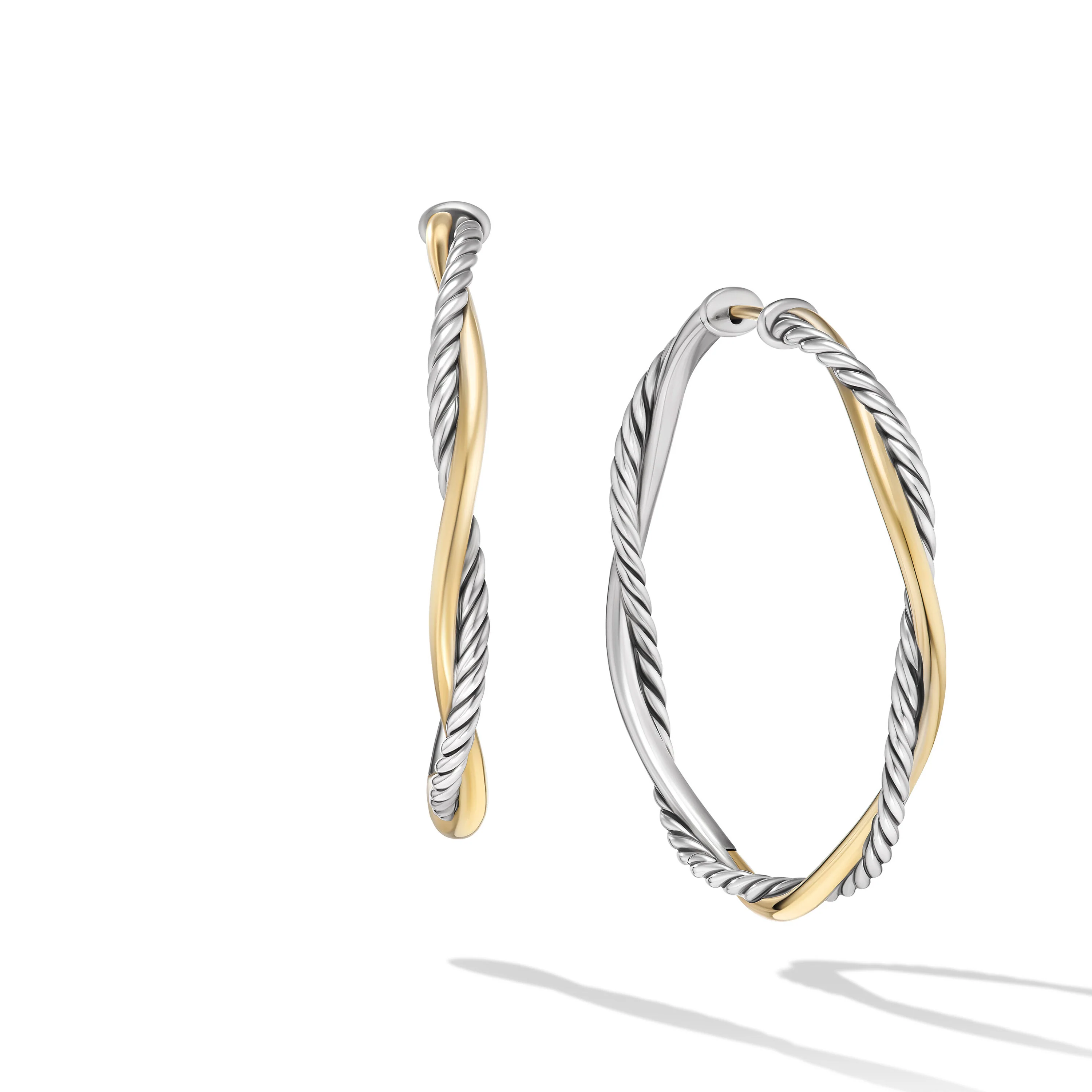 David Yurman Infinity Hoop Earrings In Sterling Silver With 14k Yellow Gold, 42mm