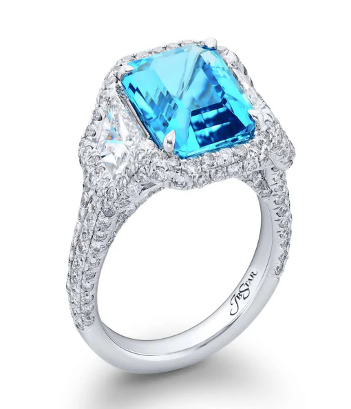 JB Star Platinum Aquamarine & Diamond Ring