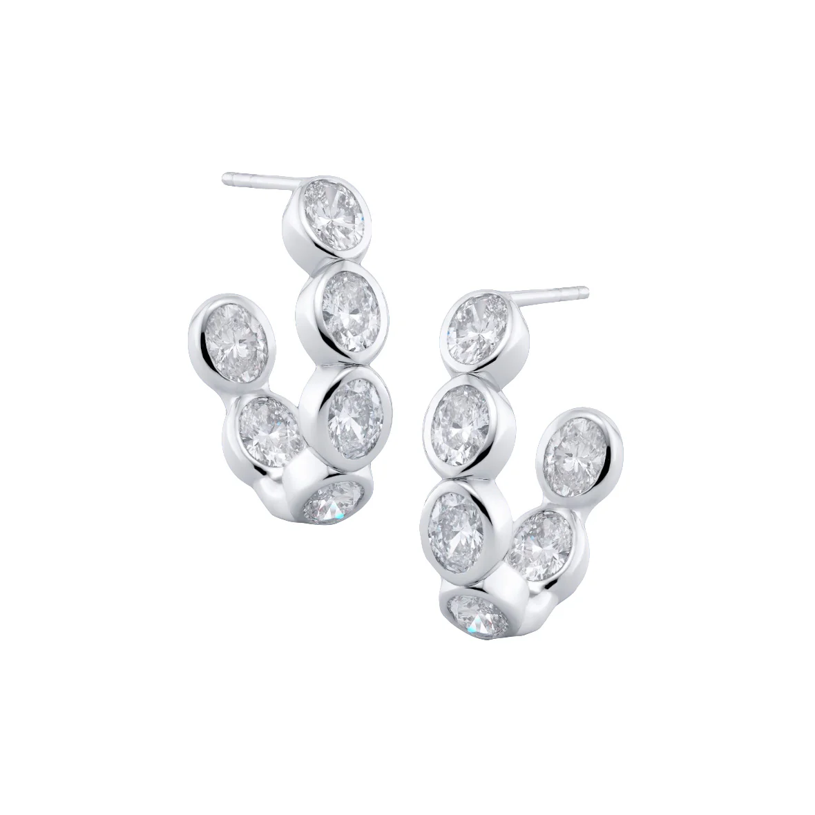 Jb Star Platinum Diamond Hoop Earrings
