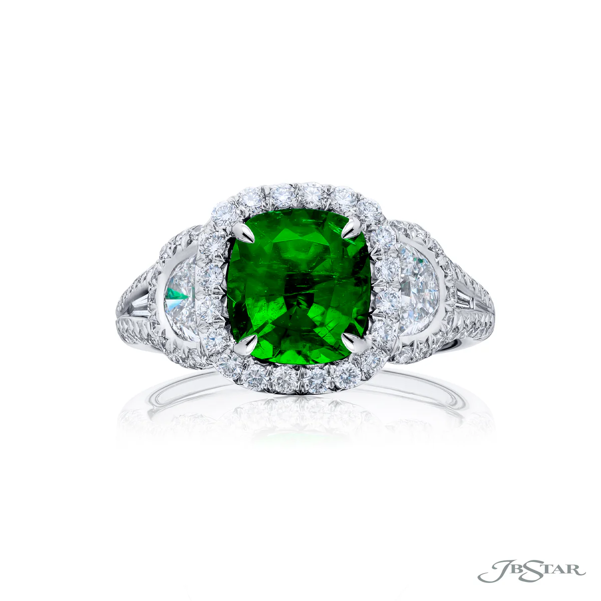JB Star Platinum, Emerald, & Diamond Ring - Image 2