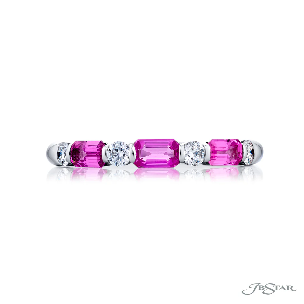 Jb Star Platinum Pink Sapphire And Diamond Band