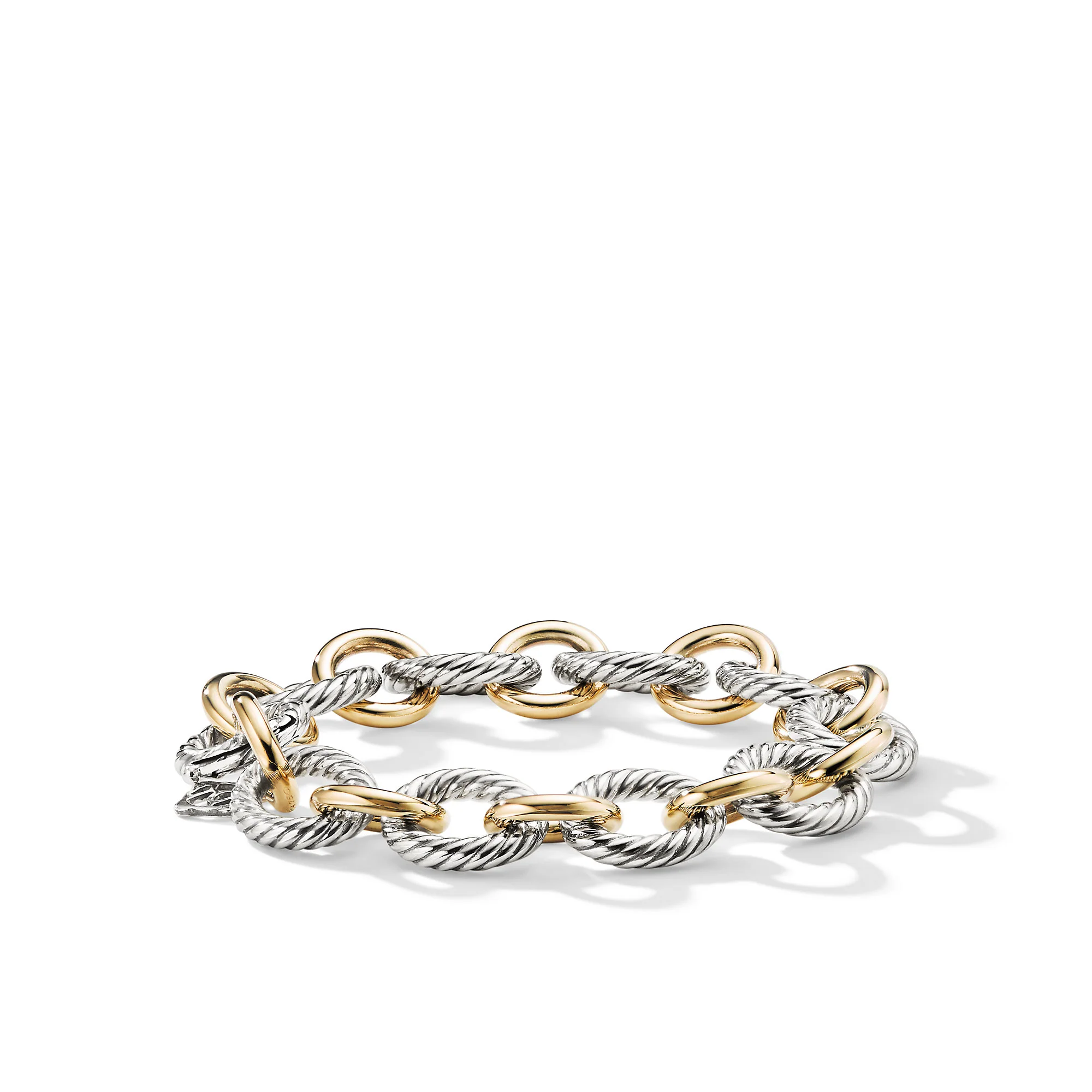 David Yurman Oval Link Chain Bracelet In Sterling Silver With 18k Yellow Gold, 12mm
