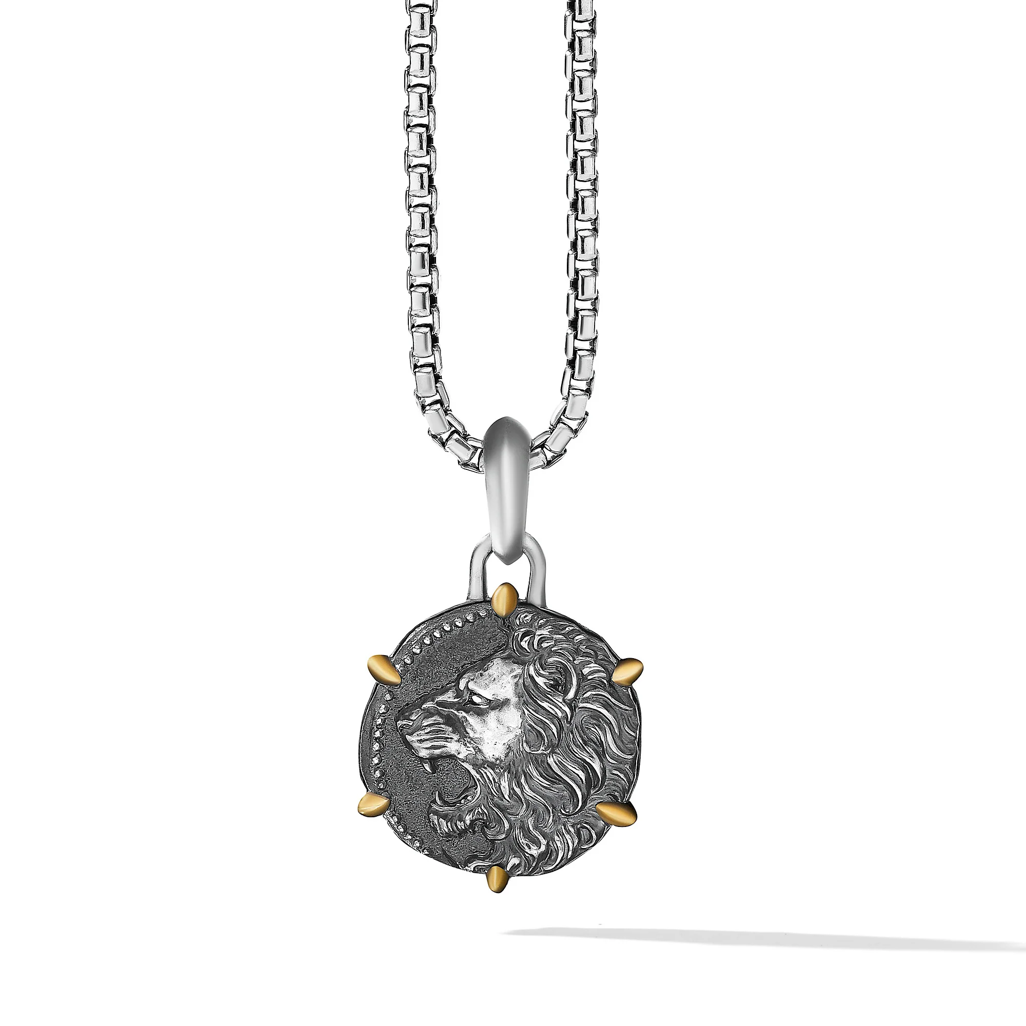 David Yurman Leo Amulet In Sterling Silver With 18k Yellow Gold, 33mm
