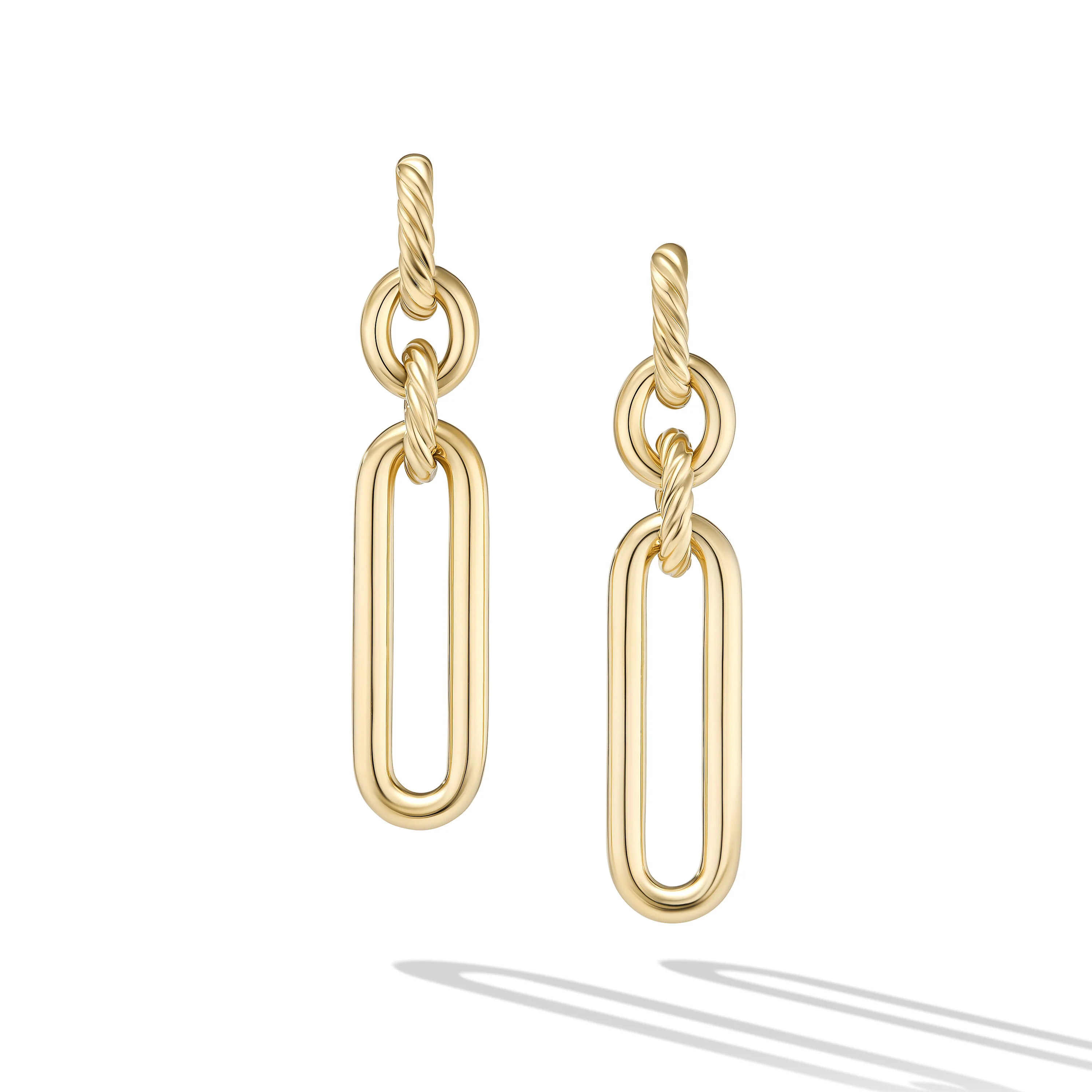 David Yurman Lexington Double Link Drop Earrings In 18k Yellow Gold, 53.5mm
