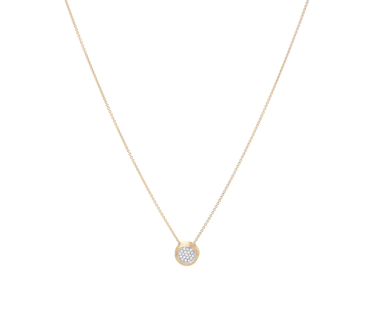 18k Yellow Gold Jaipur Pave Diamond Disk Necklace