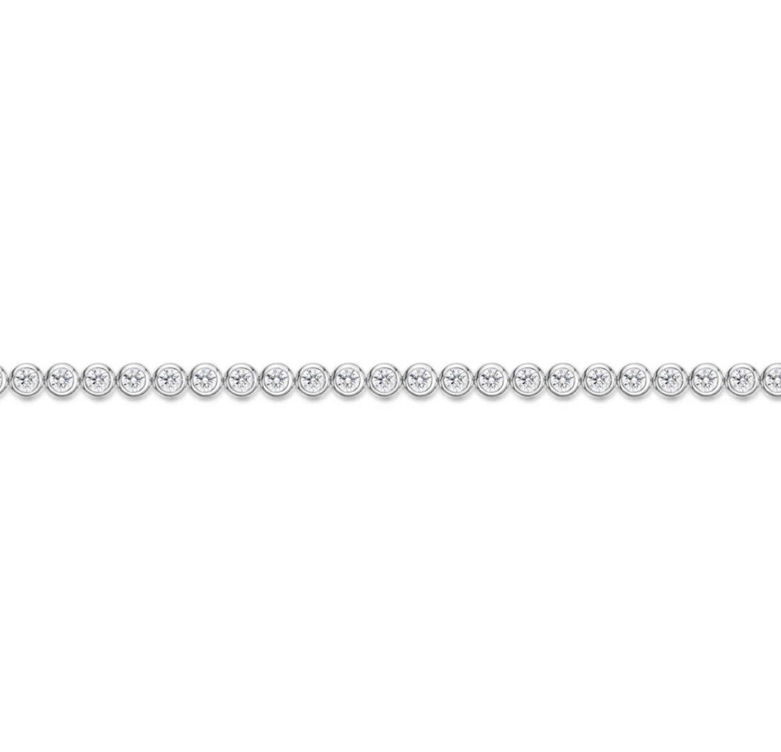 Memoire 18K White Gold Small Bezel Diamond Bracelet - Image 2