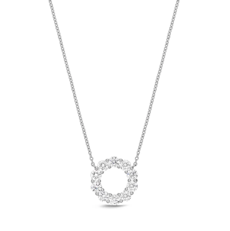 Memoire 18k White Gold Diamond Circle Pendant Necklace