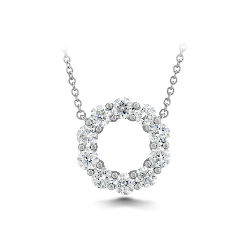Memoire 18k White Gold Diamond Circle Pendant Necklace - Image 2