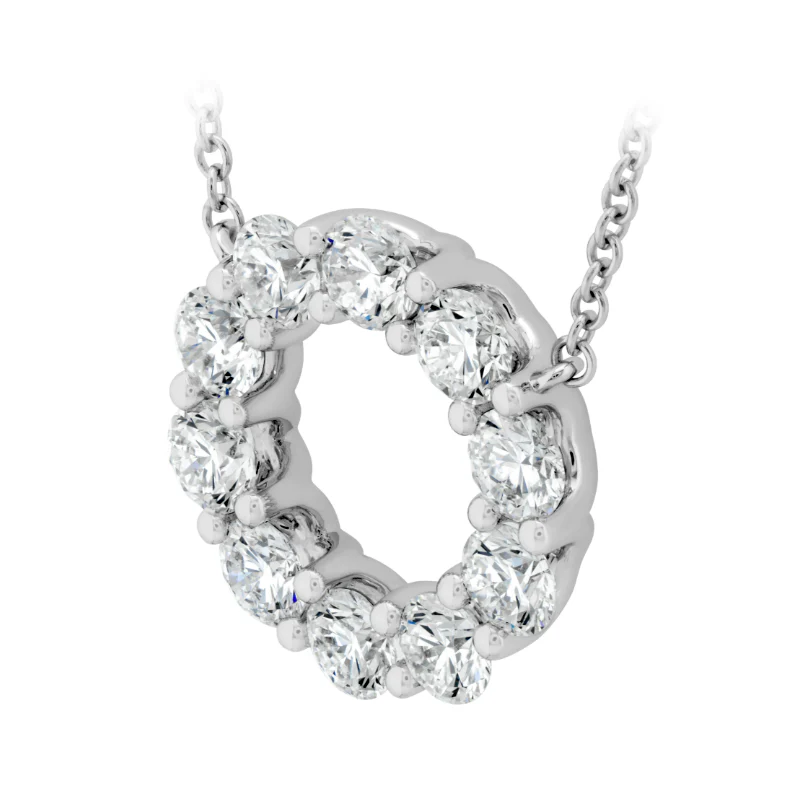 Memoire 18k White Gold Diamond Circle Pendant Necklace - Image 3