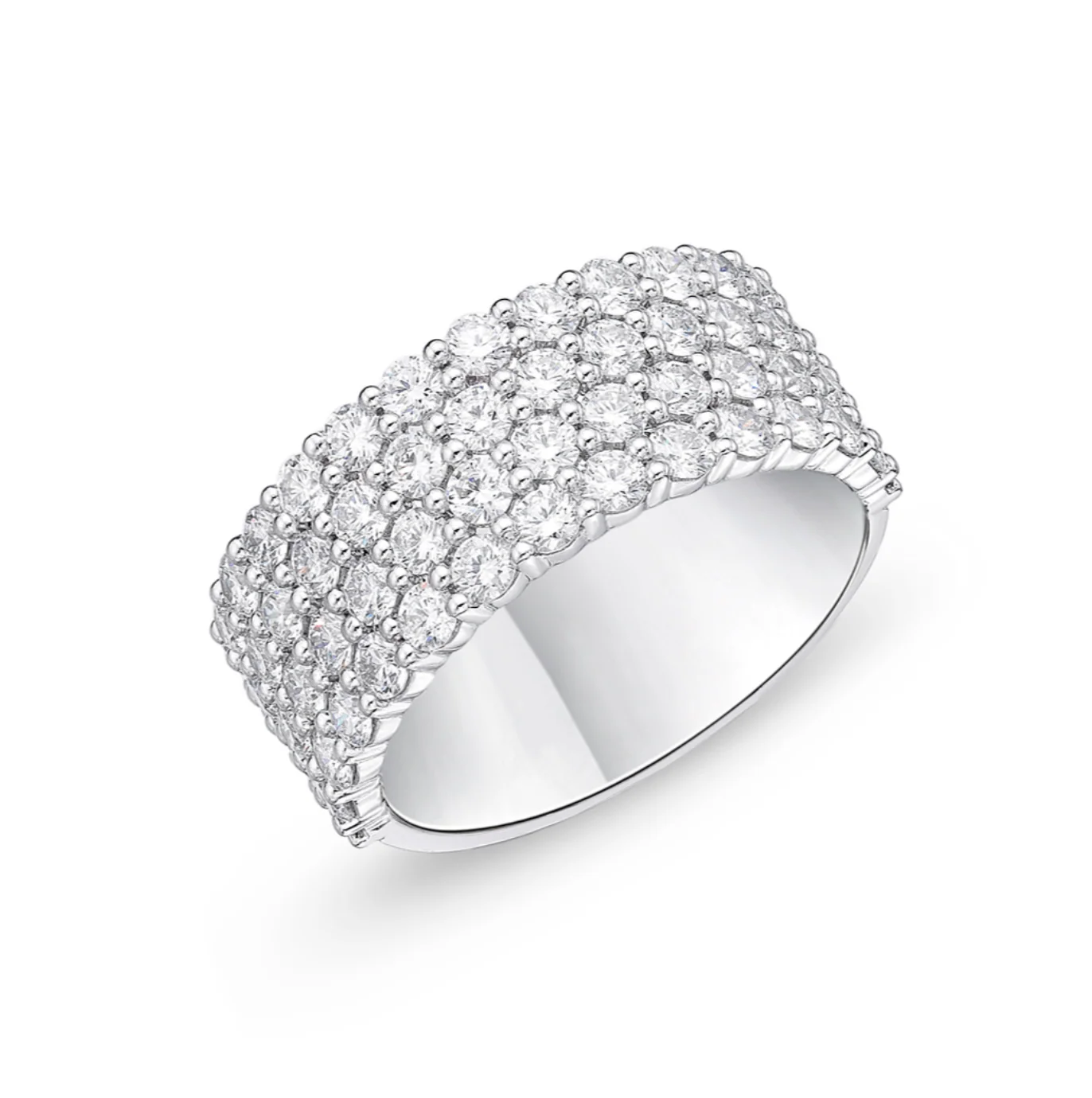 Memoire 18k White Gold Paramount Four Row Diamond Band