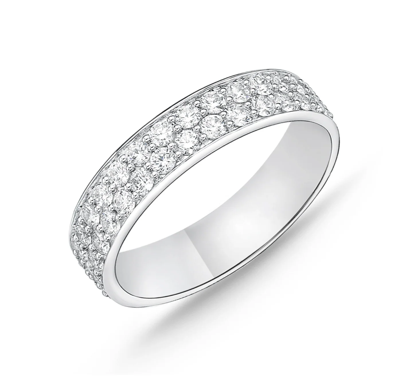Memoire 18k White Gold Pave Silk Diamond Band