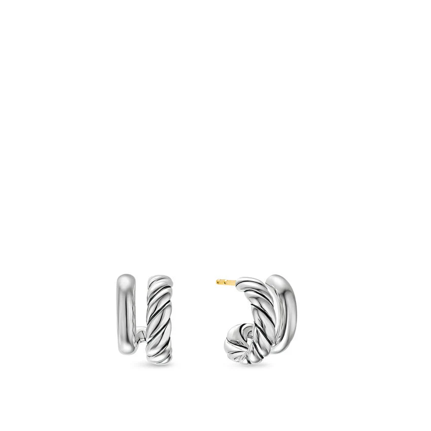 David Yurman Mercer® Double Hoop Huggie Earrings In Sterling Silver, 13.5mm