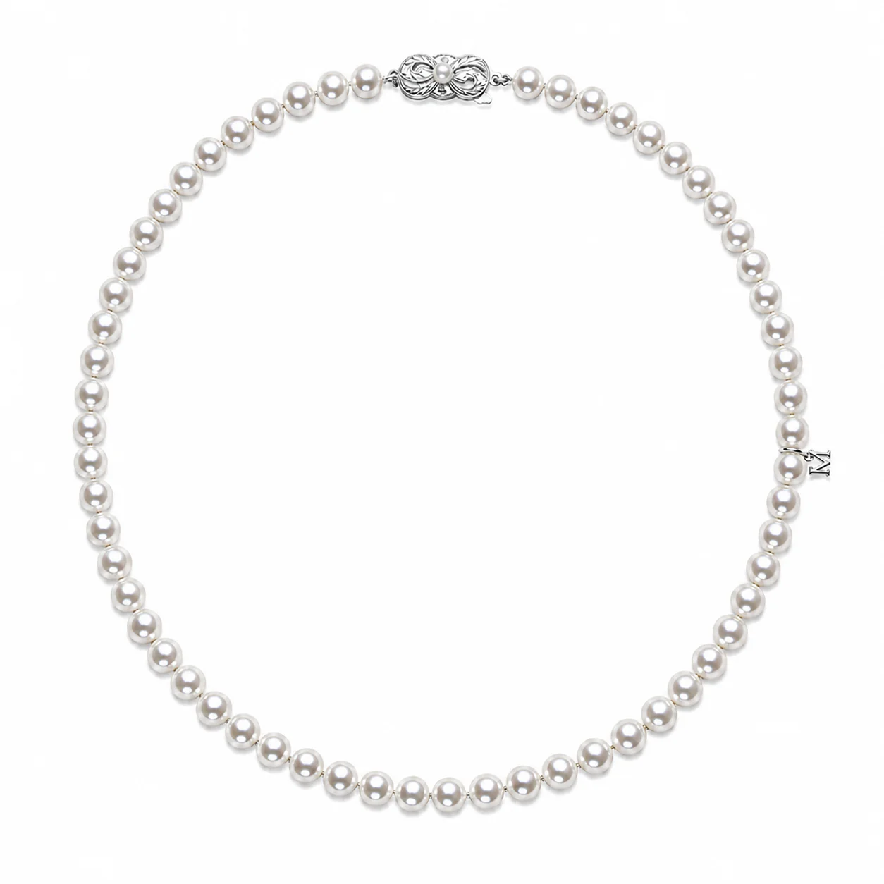 18k White Gold 5x5.5mm Pearl Strand Necklace