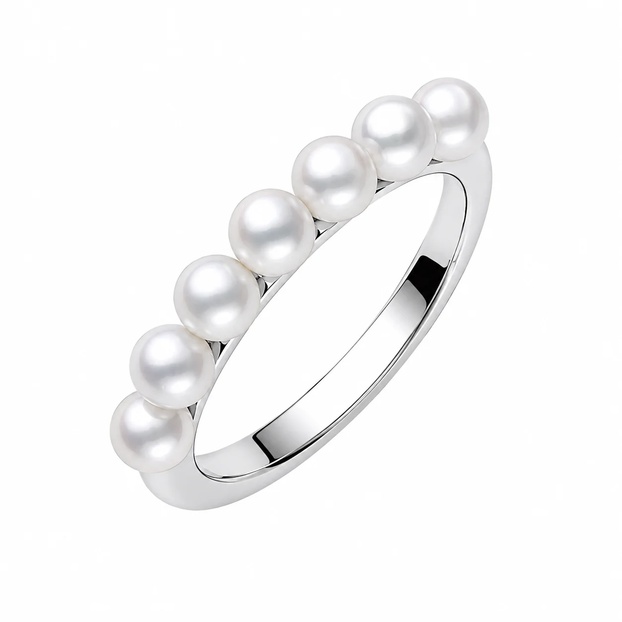 18k White Gold Pearl Station Ring