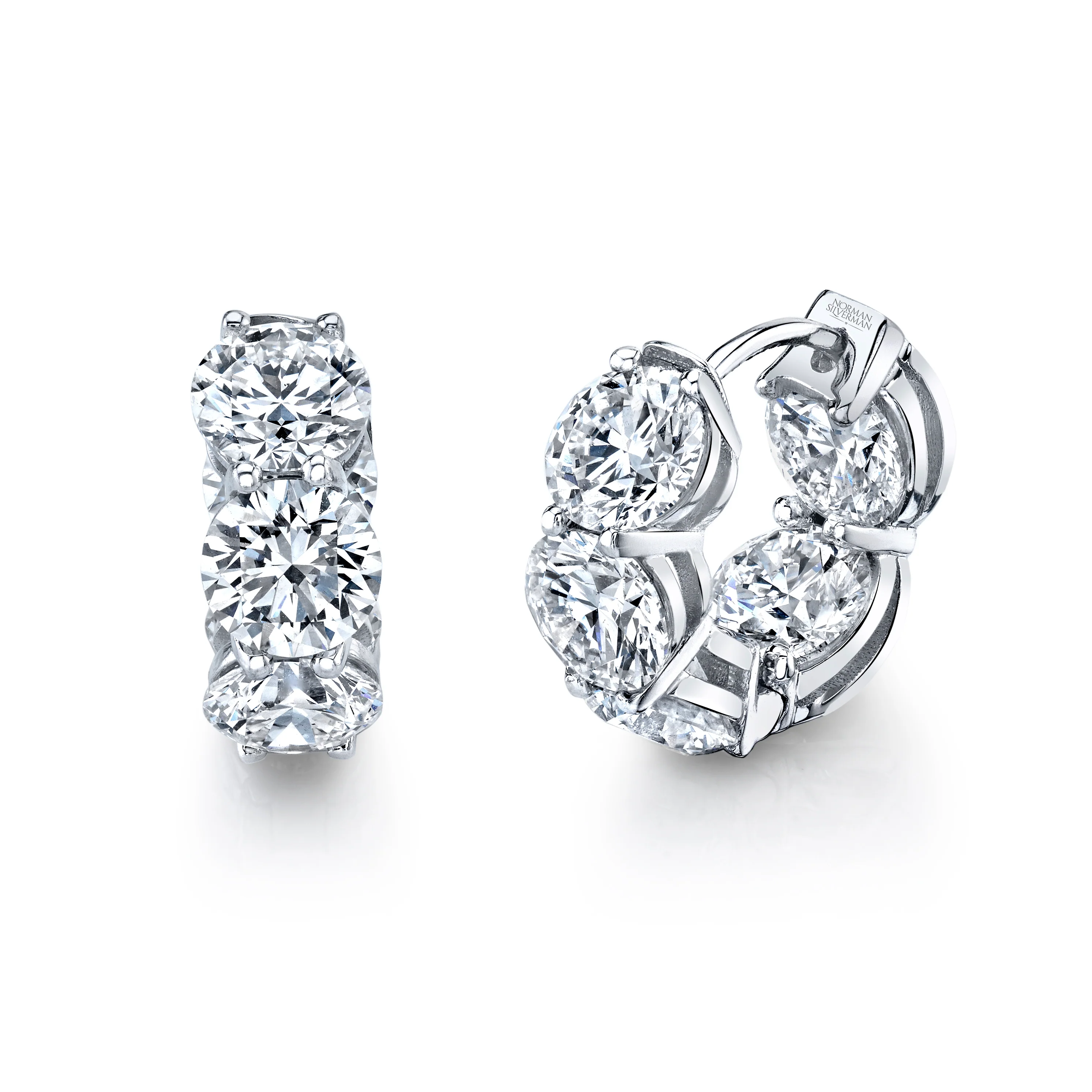 Norman Silverman 18k White Gold Diamond Hoop Earrings