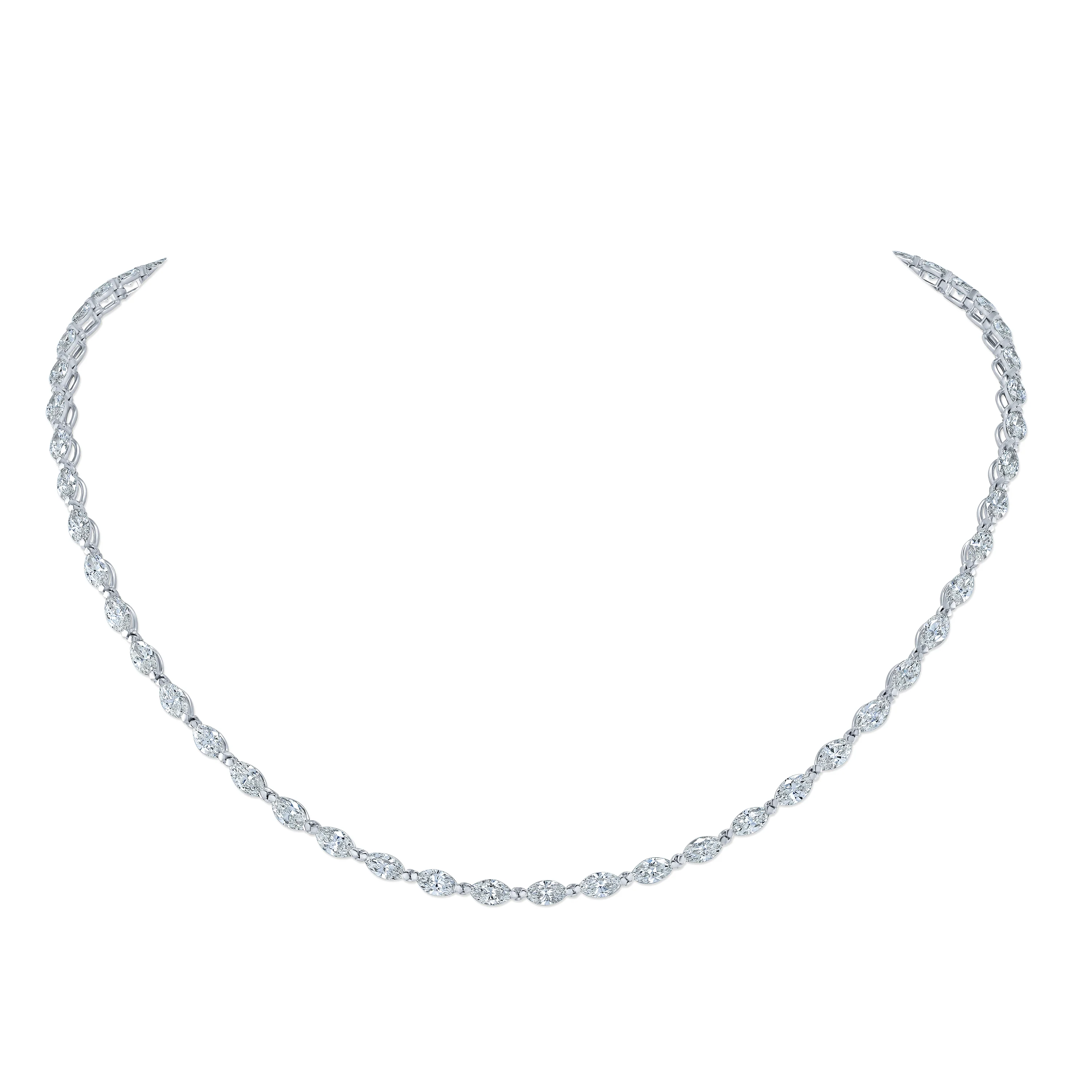 Norman Silverman 18k White Gold Diamond Riviera Necklace