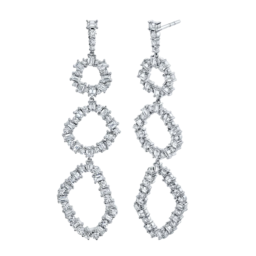 Norman Silverman 18k White Gold Fancy Diamond Earrings