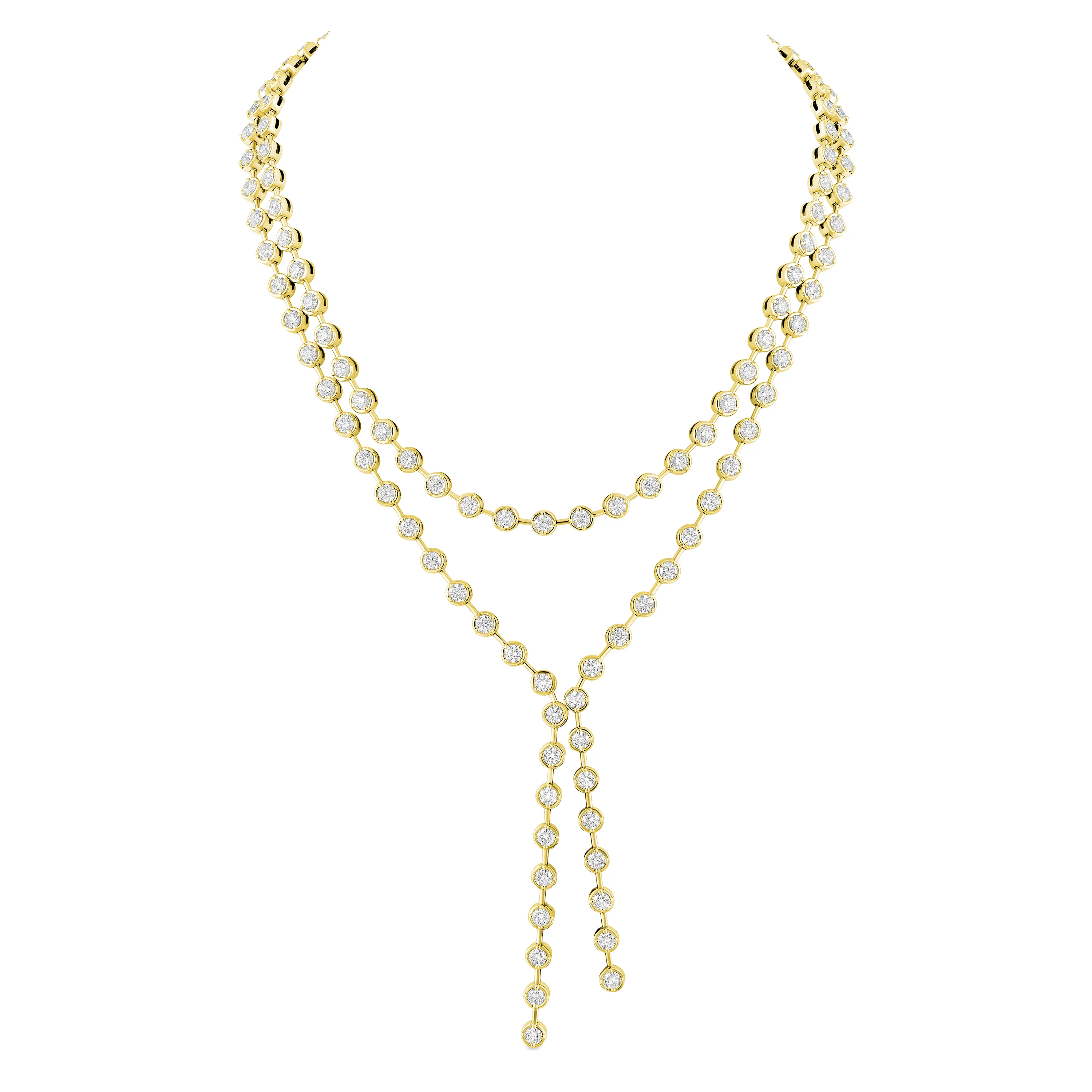 Norman Silverman 18k Yellow Gold Diamond Lariat Necklace