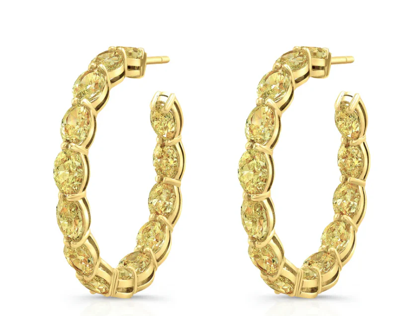 Norman Silverman 18k Yellow Gold Fancy Yellow Diamond Hoop Earrings