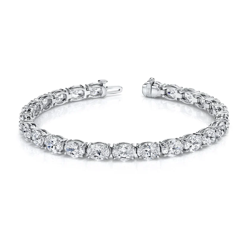 Norman Silverman Large 18k White Gold East-West Set Oval Diamond Bracelet