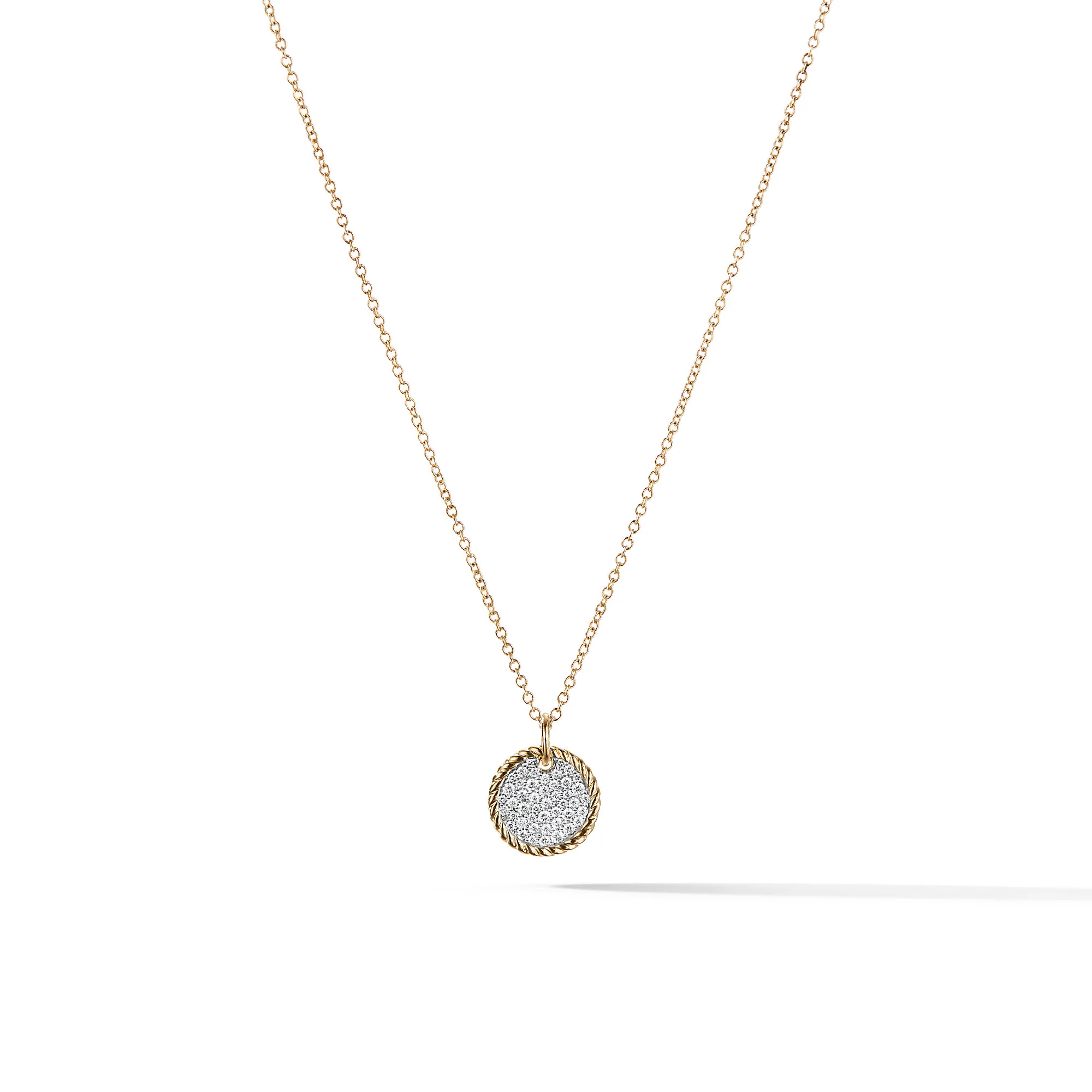 David Yurman Cable Collectibles® Pavé Plate Necklace In 18k Yellow Gold With Diamonds, 11mm