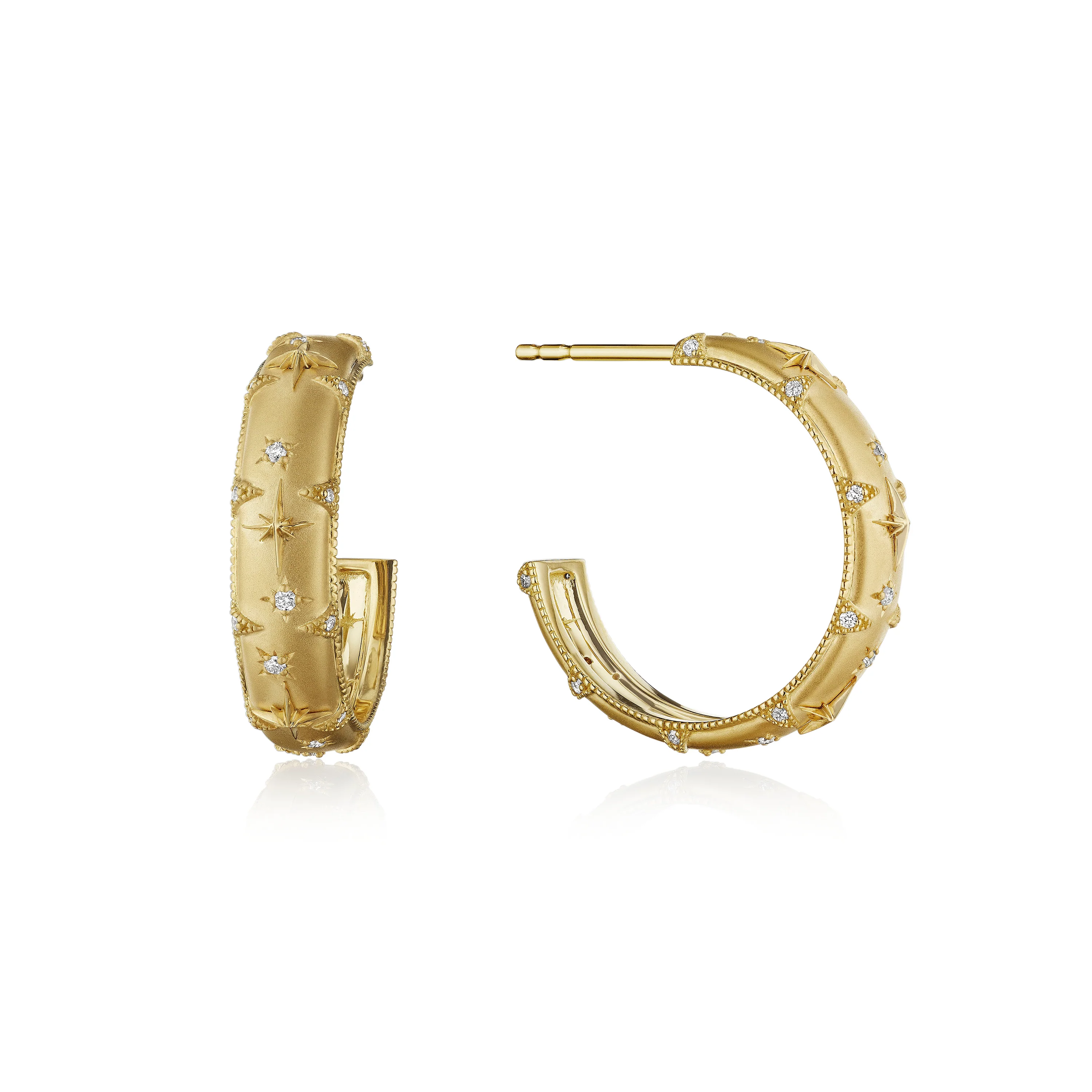 18k Yellow Gold Celestial Dreams Diamond Hoop Earrings