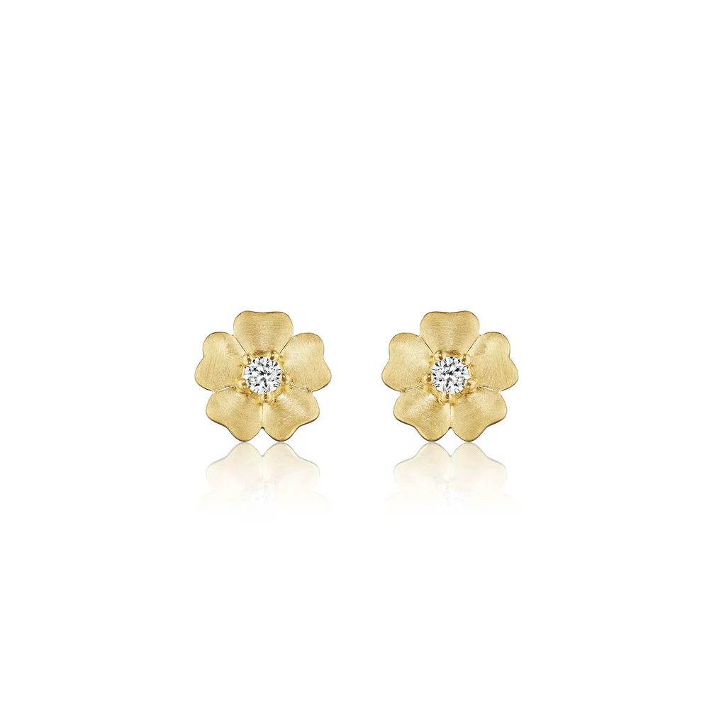 Penny Preville 18k Yellow Gold Clover Diamond Stud Earrings