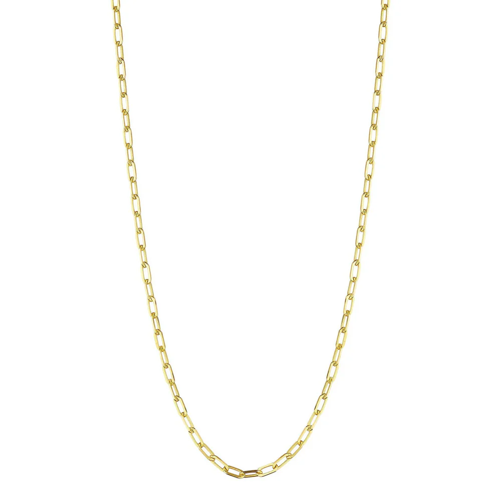 18k Yellow Gold Flat Link Chain Necklace