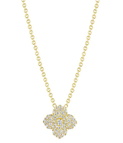 18k Yellow Gold Petite Penny Diamond Flower Necklace