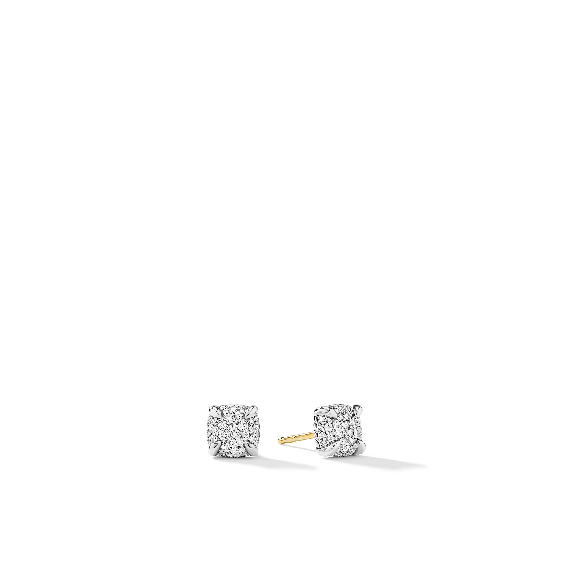 David Yurman Petite Chatelaine® Stud Earrings In Sterling Silver With Pavé Diamonds, 6.5mm