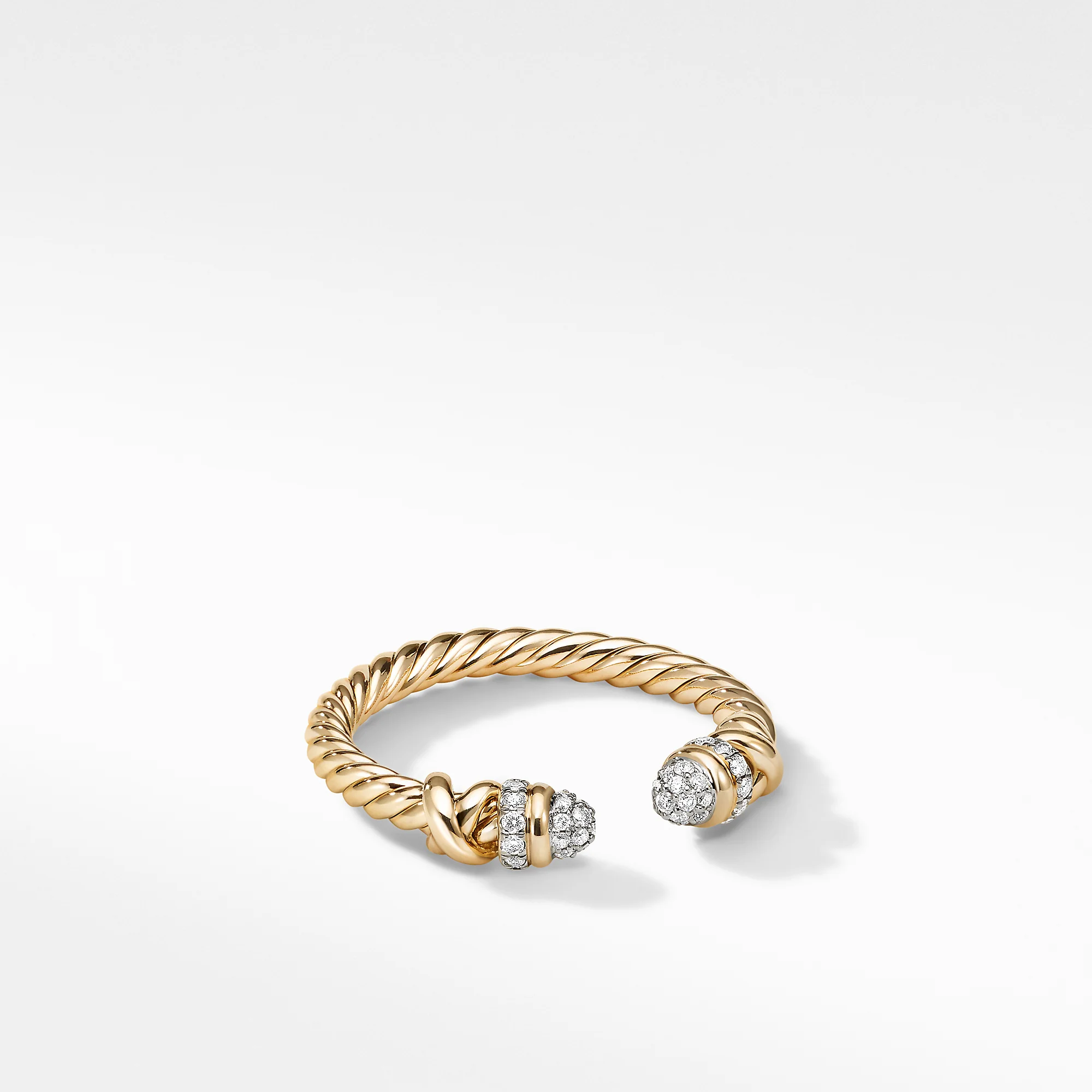 David Yurman Petite Helena Open Ring In 18k Yellow Gold With Diamonds, 2.5mm
