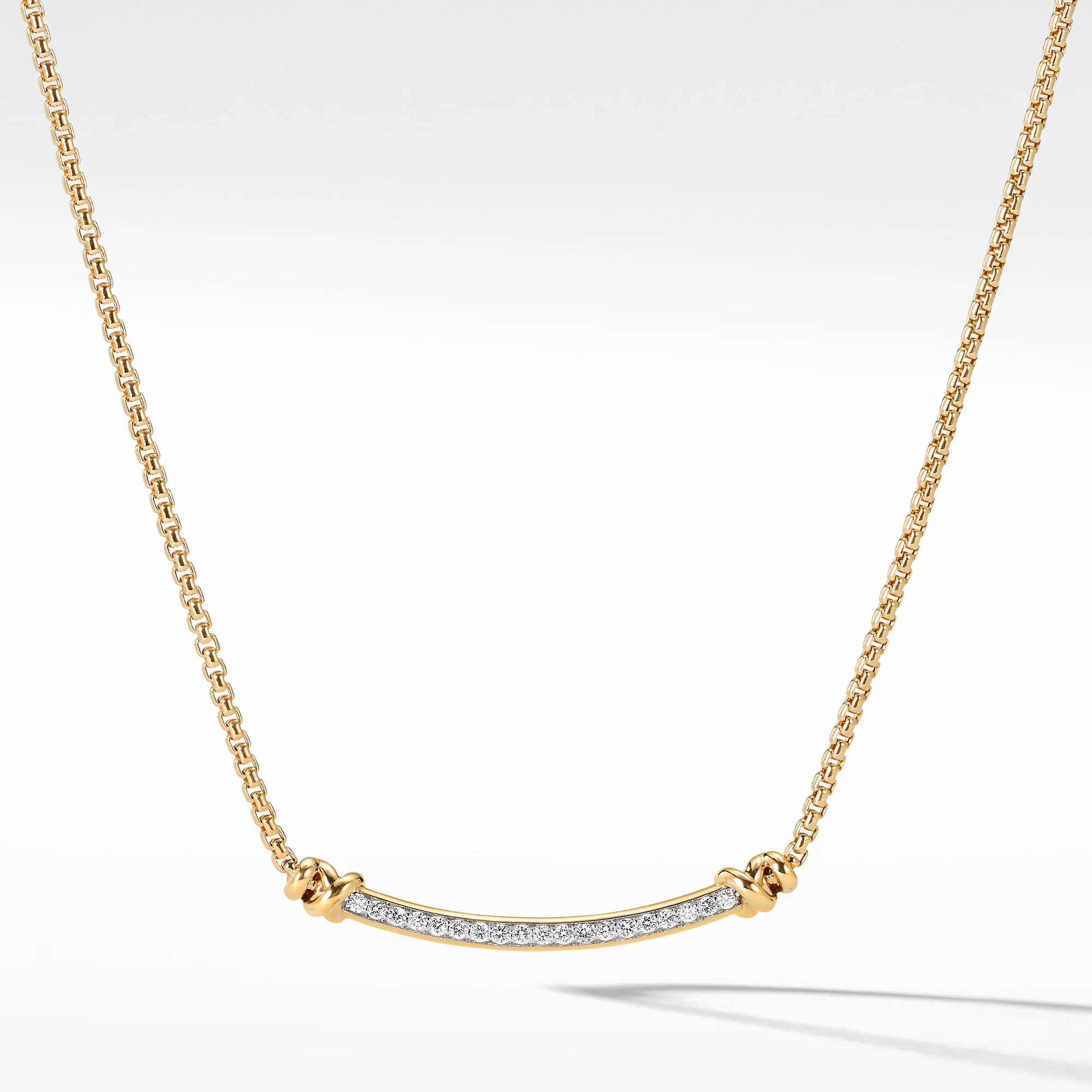 David Yurman Petite Helena Wrap Station Necklace In 18k Yellow Gold With Diamonds, 29mm