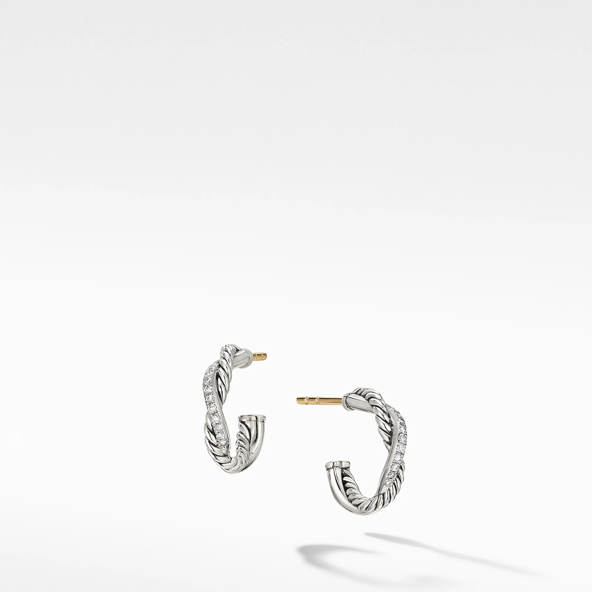 David Yurman Petite Infinity Huggie Hoop Earrings In Sterling Silver With Diamonds, 3mm