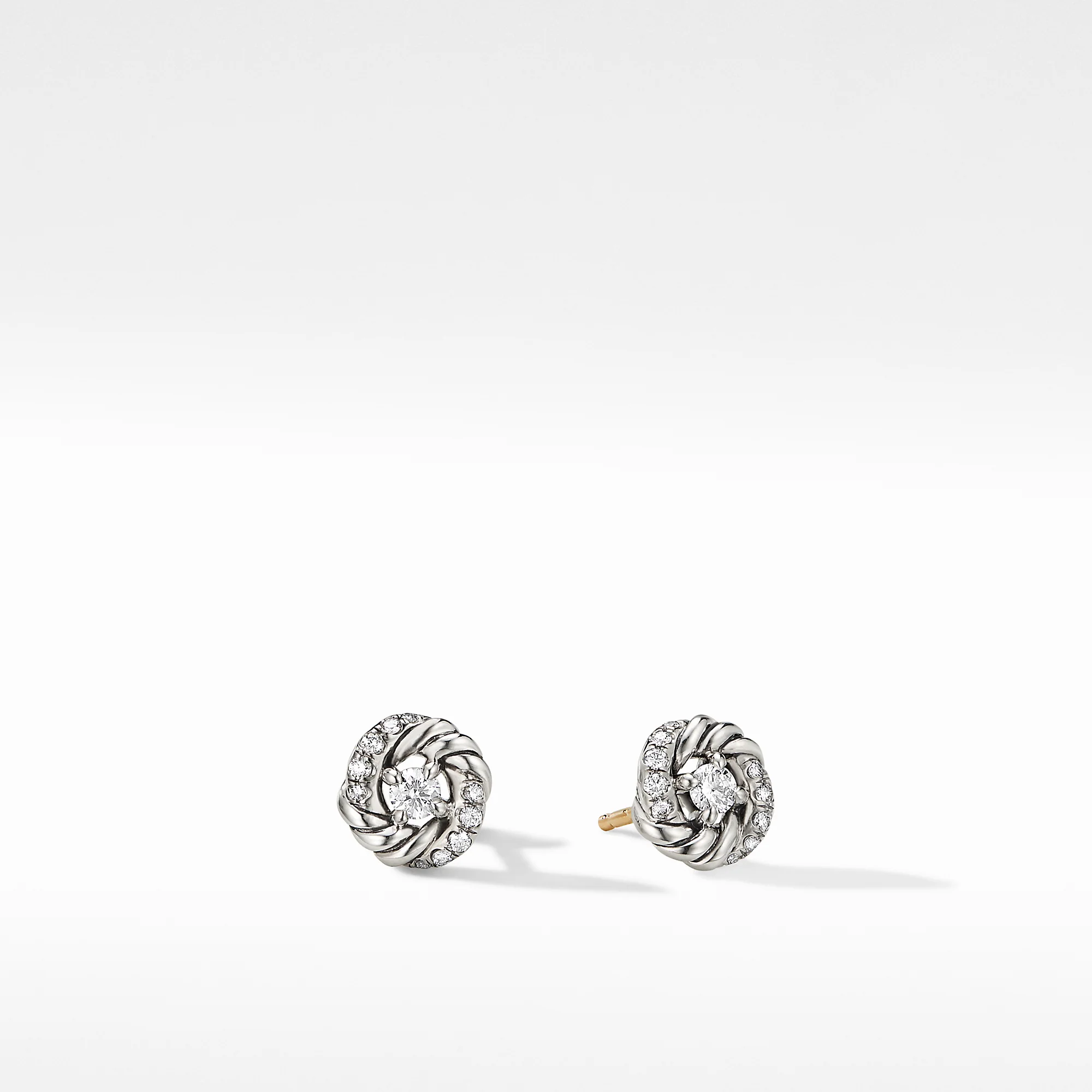 David Yurman Petite Infinity Stud Earrings In Sterling Silver With Diamonds, 7.8mm