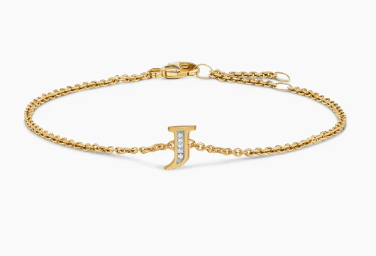 David Yurman Petite Pavé Initial Chain Bracelet In 18k Yellow Gold With Diamond J