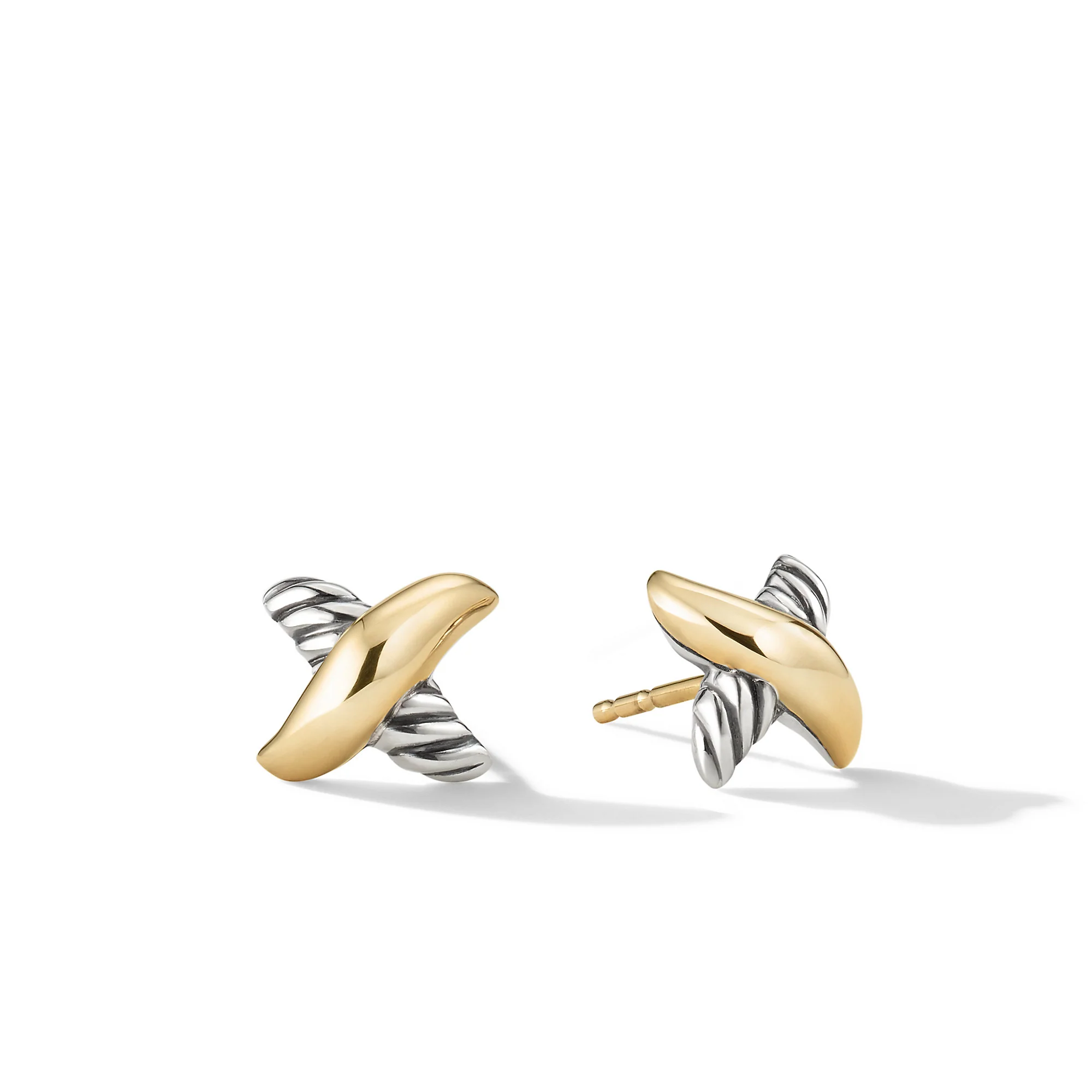 David Yurman Petite X Stud Earrings In Sterling Silver With 18k Yellow Gold, 7.5mm