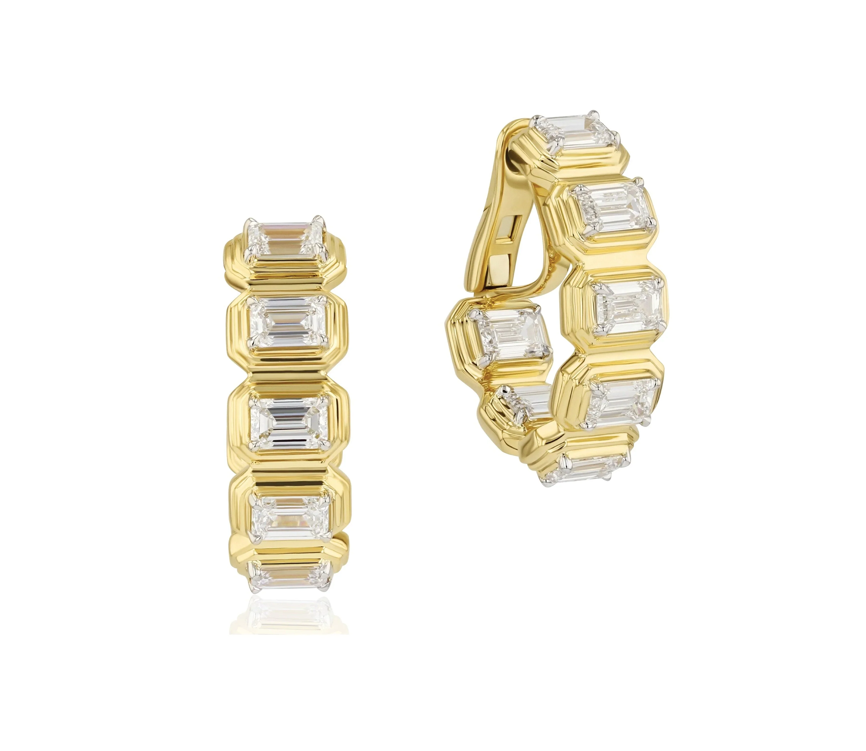 Phillips House Platinum And 18k Yellow Gold Layered Diamond Hoops