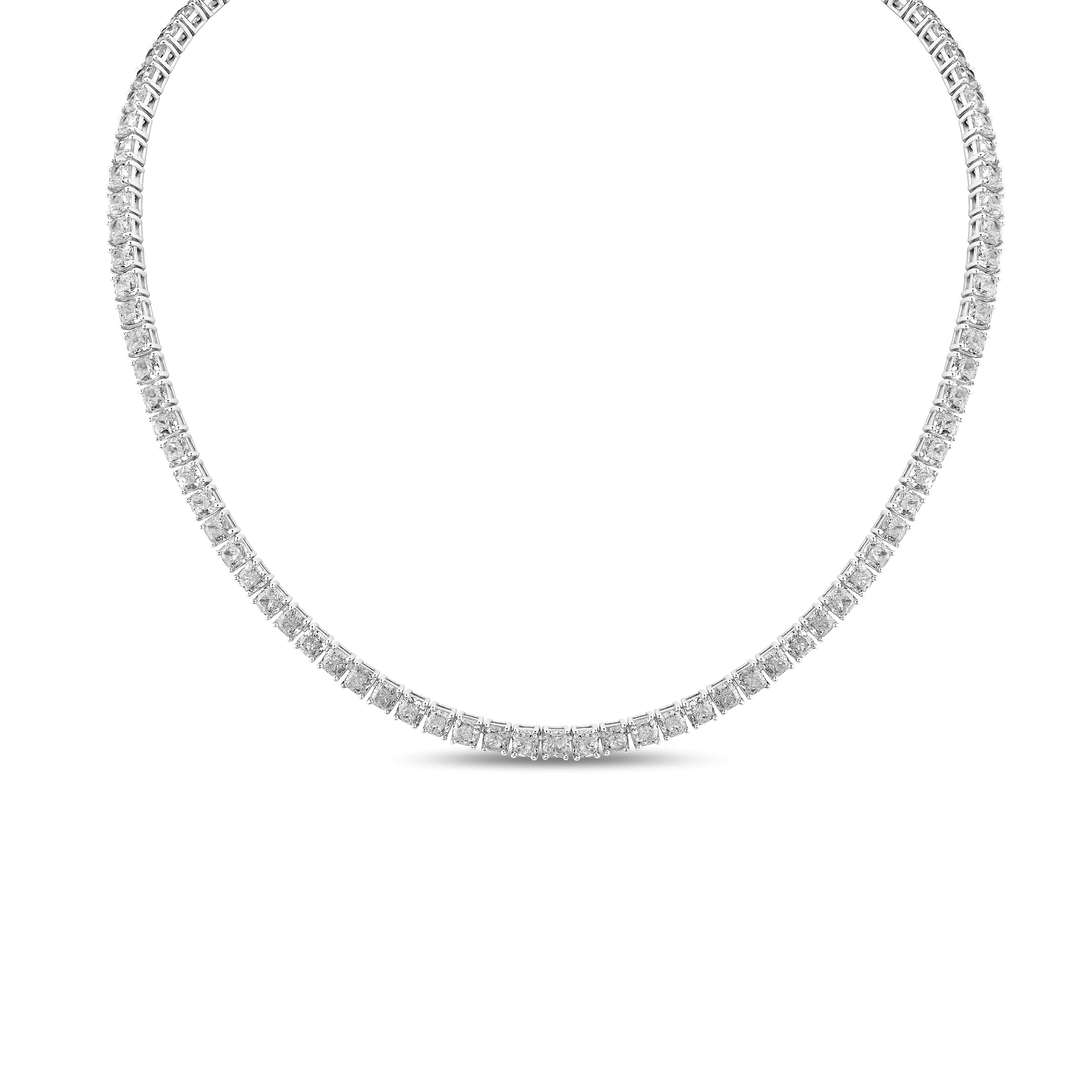 18k White Gold 25.36ctw Emerald-Cut Diamond Necklace