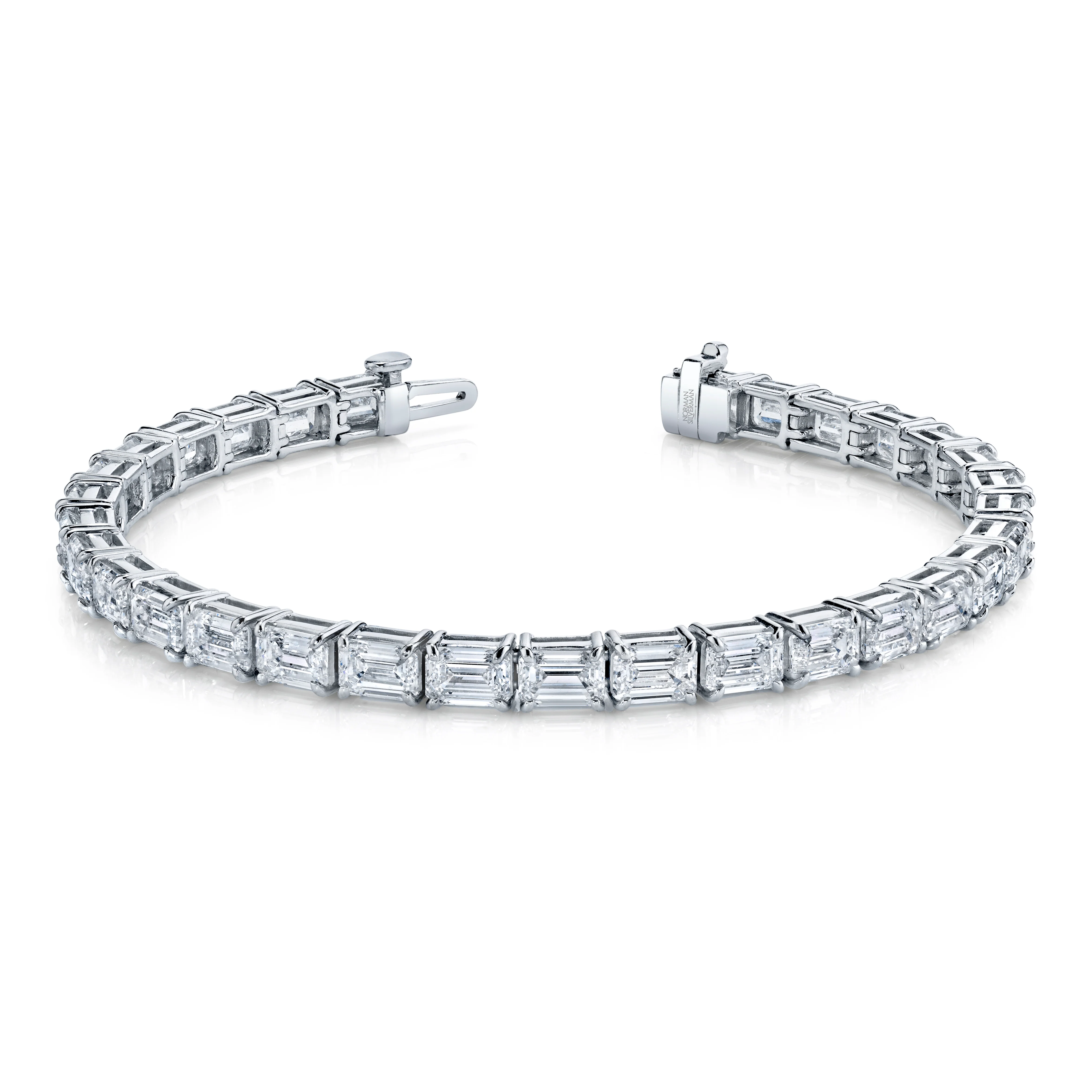 Platinum East-West Emerald-Cut Diamond Bracelet