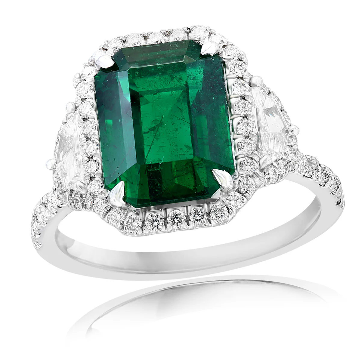Brown & Co. Platinum Emerald & Diamond Ring