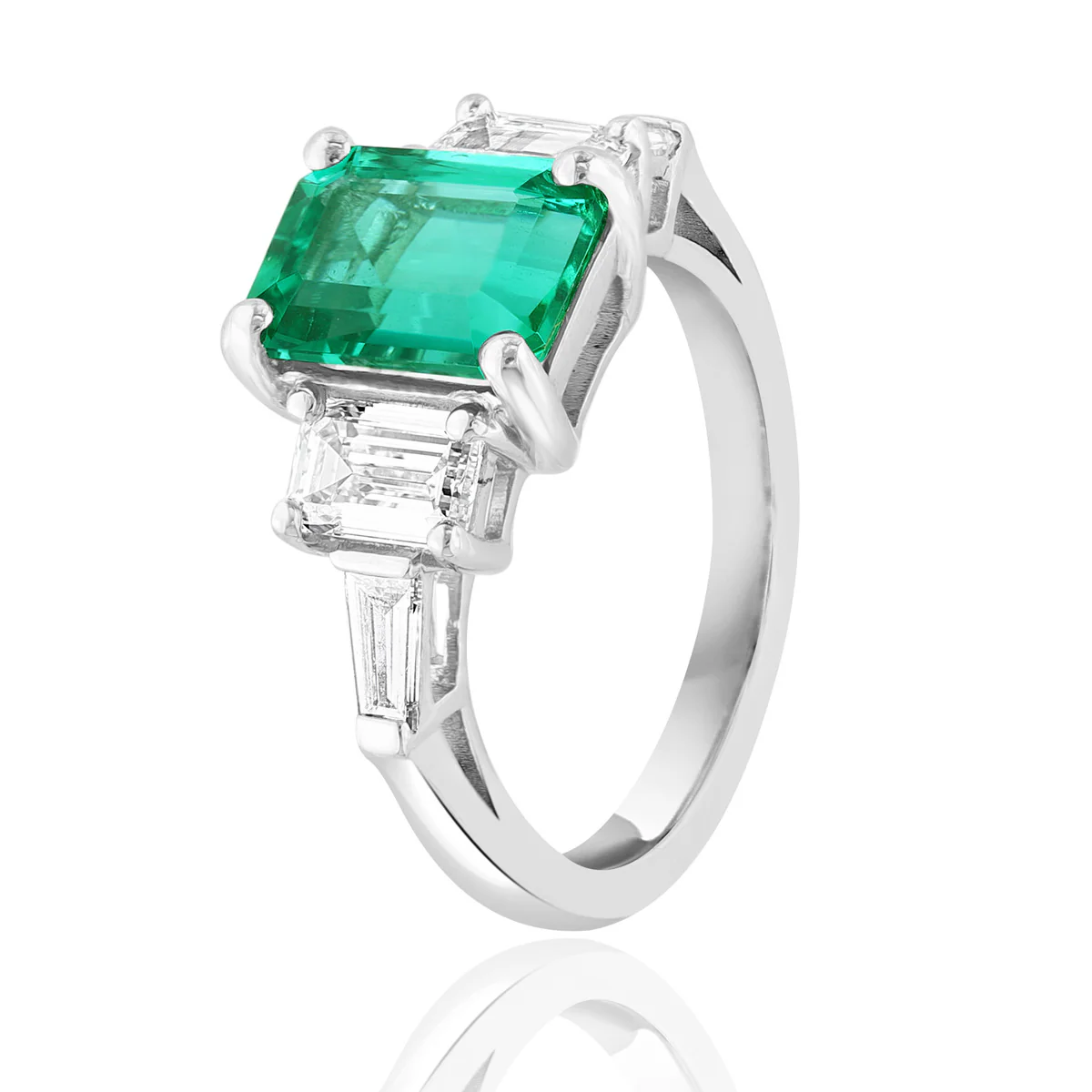 Brown & Co. Platinum Emerald & Diamond Ring - Image 3