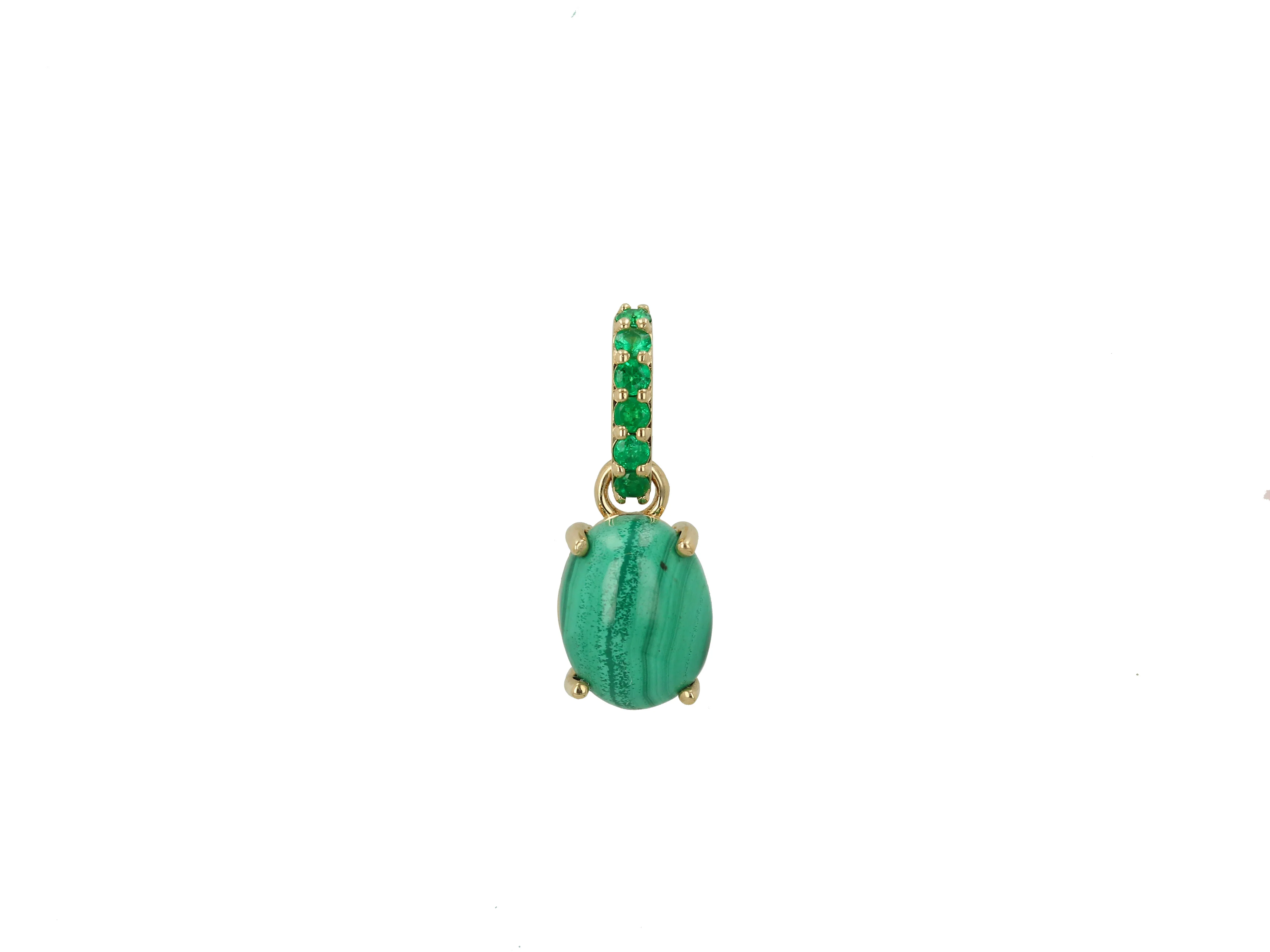 Rachel Reid 14k Yellow Gold Oval Malachite And Emerald Charm