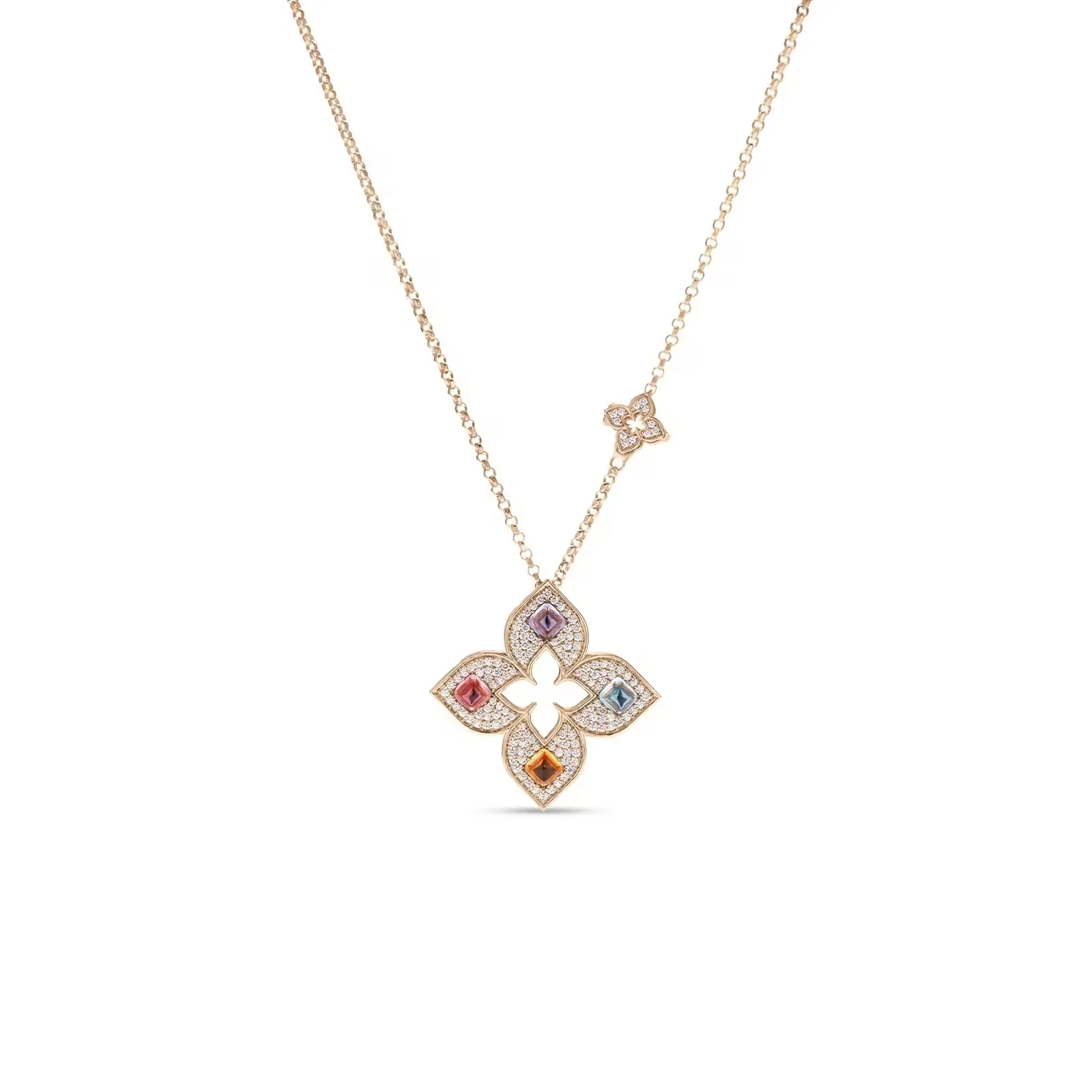 Roberto Coin 18k Rose Gold Venetian Princess Carnival Diamond & Multi-Stone Necklace