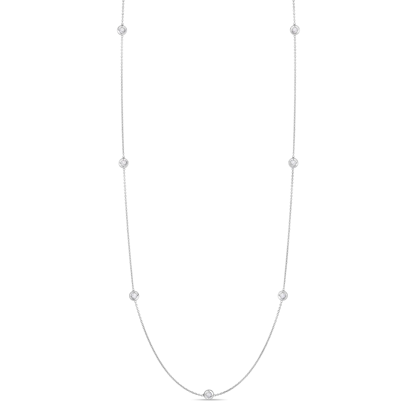 Roberto Coin 18k White Gold 7 Station Diamonds By The Inch Necklace