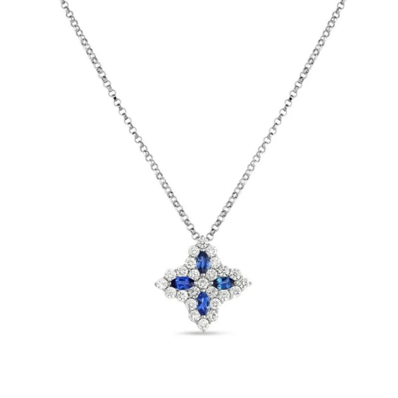 Roberto Coin 18k White Gold Princess Flower Colored Gemstone & Diamond Necklace