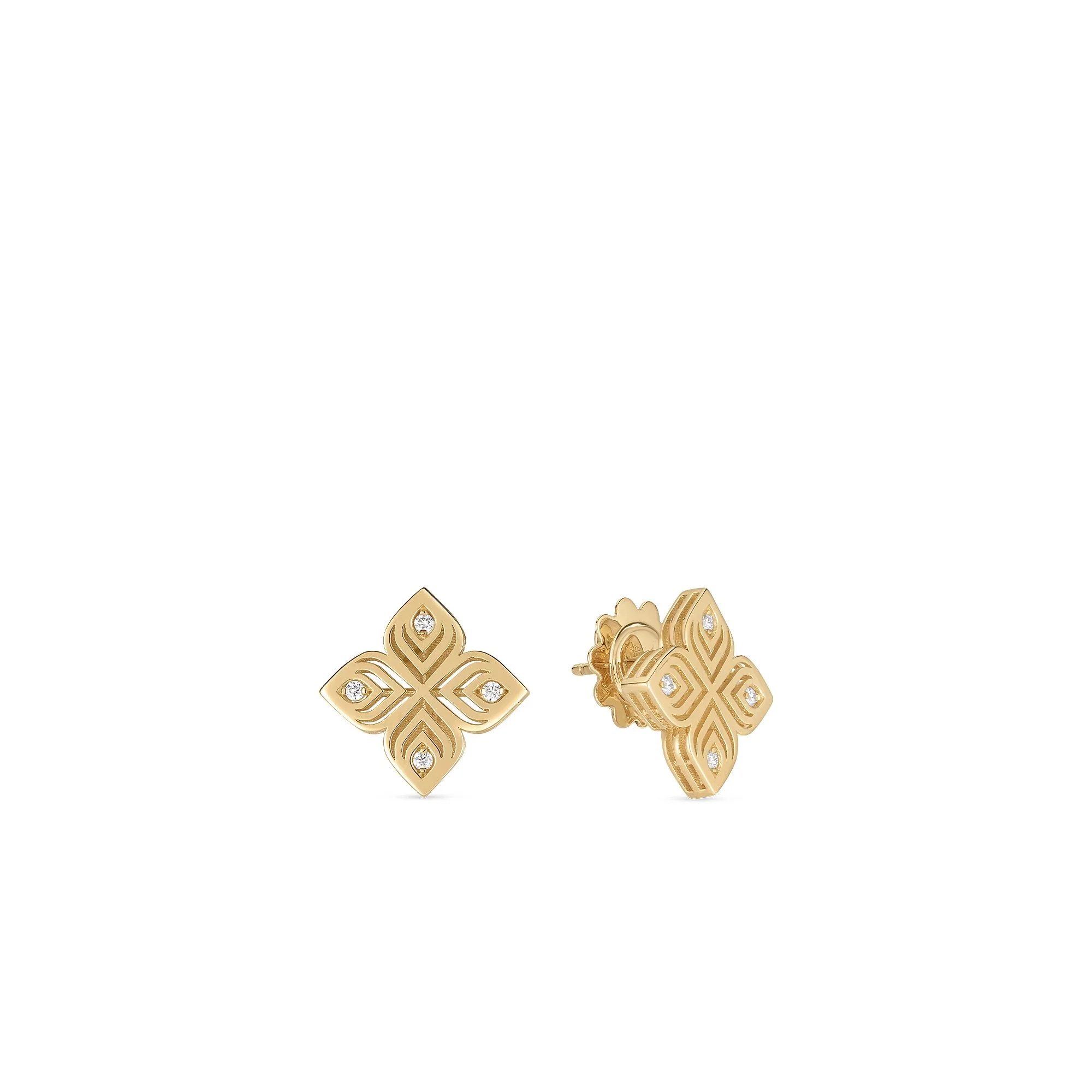 Roberto Coin 18k Yellow Gold Arabesque Diamond Earrings