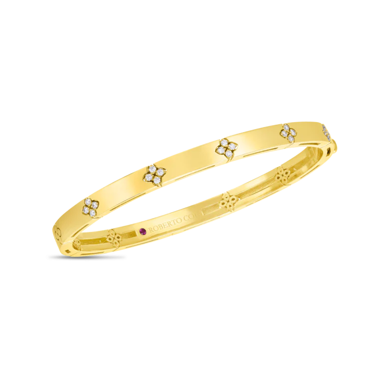 Roberto Coin 18k Yellow Gold Love in Verona Diamond Bangle