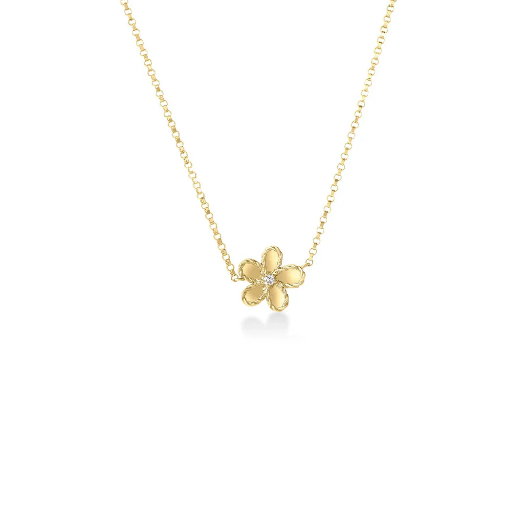 Roberto Coin 18k Yellow Gold Jasmine Diamond Flower Necklace