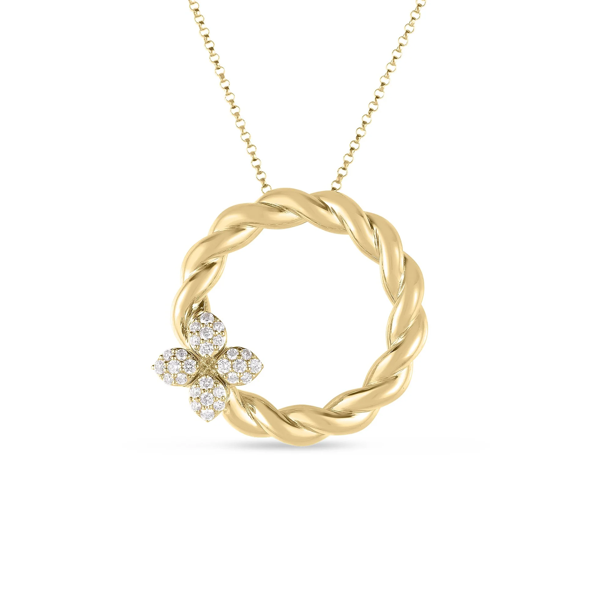 Roberto Coin 18k Yellow Gold Love In Verona Diamond Necklace